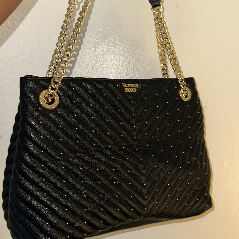 Black Victoria Secret Bag With Gold/Black Chained handle. Never Used